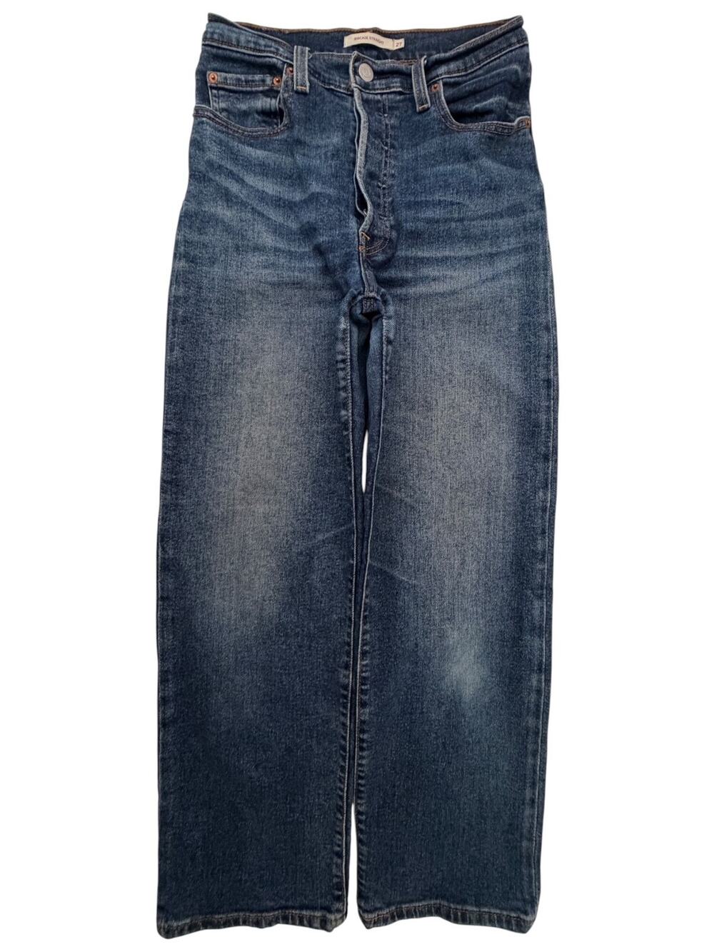 Levi's Ribcage Straight Jeans Women's W27 L27 Blue Cotton High Rise